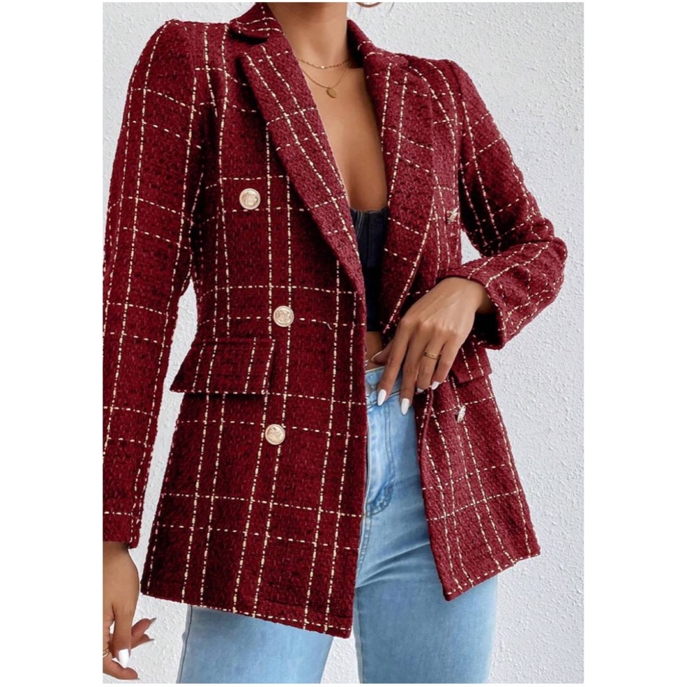 Classic Plaid Button up Tweed Blazer - Picture 11 of 12